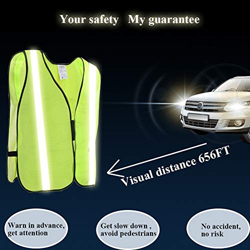 SIFE High Visibility Reflective Safety Vest with 1 Inch Reflective Strips,Made from Breathable and Neon Yellow Mesh Fabric,Universal Size,10 pack - color: Yellow