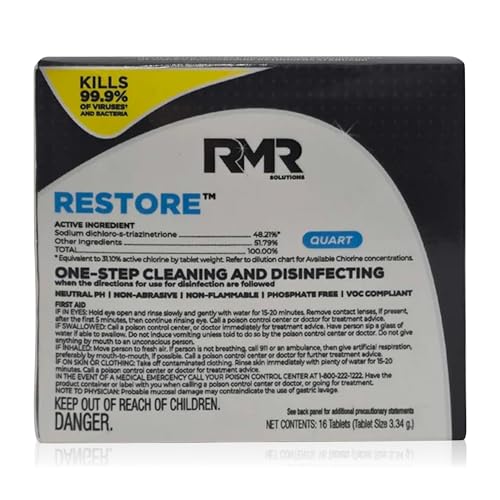 RMR Solutions RESTORE Disinfectant & Cleaner Concentrate, EPA Registered Mold Remover & Antibacterial Cleaning Solution for Kitchen, Bathroom, Floor, Home, Pet Areas, Counter, 3.34g, Makes 16 Quarts