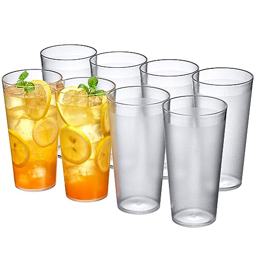 Amazing Abby - Cafely - 24-Ounce Plastic Tumblers (Set of 8), Plastic Drinking Glasses, Restaurant-Style Tumblers, Commercial-Grade Cups, Stackable, BPA-Free, Shatter-Proof, Dishwasher-Safe, Clear - style: All-Clear, 24 oz