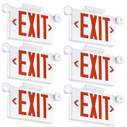 Gruenlich Exit Sign with Emergency Light, Battery Backup, 6 Pack - size: 6-Pack