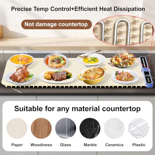 Large Warming Mat for Food Flameless Food Warmers for Parties Buffet 32X15' - size: Beige-XL 15*32in