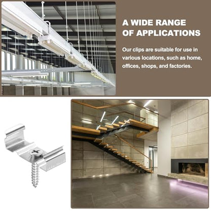 MECCANIXITY T8 Clips Bracket Hanger Fluorescent Tube T8 LED Bulb Holder Clamps Light Fixture Replacement with Screws for LED Integrated Lighting, Pack of 24