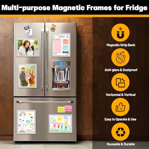 10Packs Magnetic Frames for Refrigerator & Metal Surfaces - 8.5x11 Magnetic Sign Holder - File/Paper/Document Holder with Photo/Picture/Poster Frame for Commercial/Home Use (Silver) - color: Silver, size: 10Pack 8.5"x11"