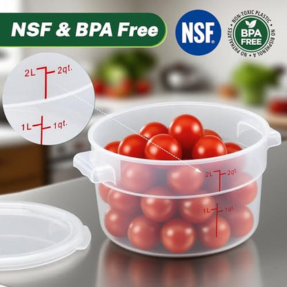 4 Pack 2Qt Round Polypropylene Food Storage Container with Lids Scale - color: 2 Quarts