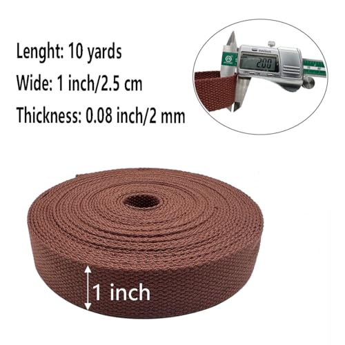 1 Inch Heavy Cotton Webbing 10 Yard Webbing Straps for Bags Handles,Tote Bag Webbing，Cloth Belt,Making Outdoor Supplies - color: Tawny