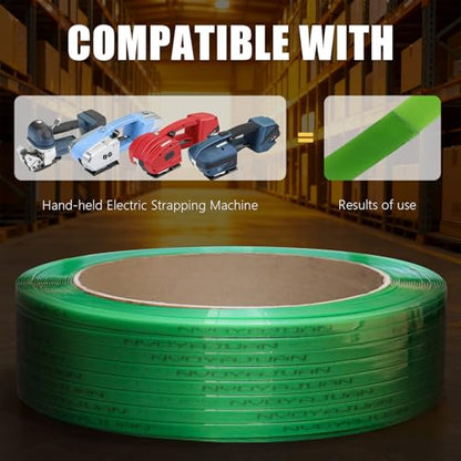 5/8" x.034 x3800ft Polyester (PET) Strapping Roll of 16"x6" Core Size 1450lbs Break Strength Green - size: 5/8"x3800'