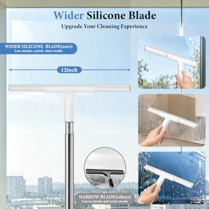 7-in-1 Shower Cleaning Tool, Floor Scrub Brush with 47" Long Handle