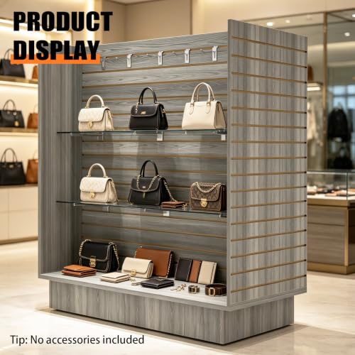 49.5”W x 24”D x 54”H - Retail Slat Wall Gondola Display with 3” Slatwall Units，Gray Wood Grain Versatile H-Unit Slatwall Display Stand (Gray Wood Grain) - color: Gray Wood Grain