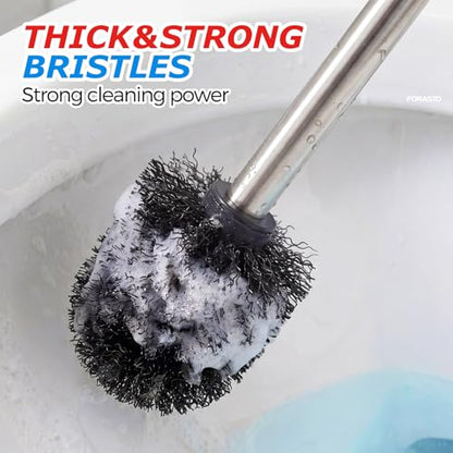 FORASTO 3in1 Stainless Steel Toilet Plunger and Brush Set - Bathroom Tools