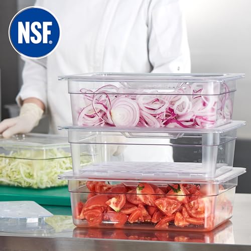 CURTA 4-Pack 1/2 Size 4" Deep NSF Polycarbonate Food Pans with Handled Lids & Drain Trays | Dishwasher & Freezer Safe Clear Container for Prep Tables, Buffet, Salad Bar, Commercial & Home Kitchen - color: 1/2 Size, size: 4" Deep Pan with Lid