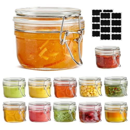 ComSaf Small Glass Spice Jars with Airtight Lids 4 oz 12 Pack Mason Pantry - size: 4 fl oz x 12