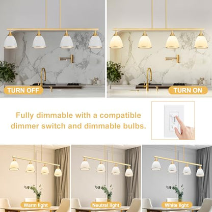 4-Light Modern Linear Chandelier for Kitchen Island Light Fixtures - color: Gold