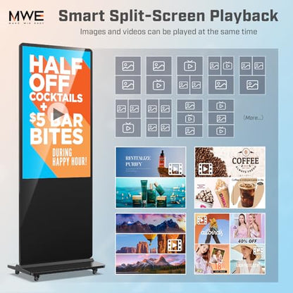 MWE 37 Inch Indoor Digital Signage Display Kiosk LCD Standing Commercial Poster Multimedia Advertising Display Totem with USB/HDMI/WiFi - color: Black, size: 37 inch, style: NonTouch-Screen