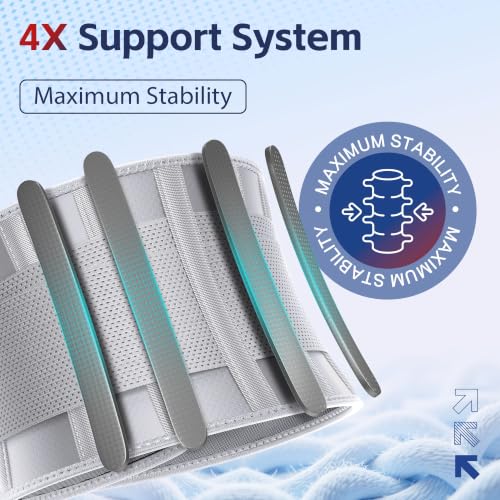FEATOL Back Brace for Men & Women Lower Back, Lumbar Support Belt-Back Pain - size: 3X-Large (Pack of 1), style: Gray