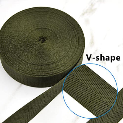 1 inch Buckles Straps Set with 10 Yards Nylon Webbing, 10 pcs Quick Side Release Plastic Buckle, 20 pcs Tri-glide Slide Clip for Luggage and Backpack Replacement (Army Green) - color: Army Green