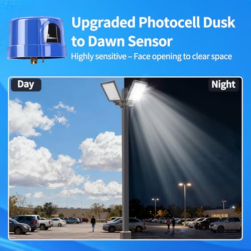 ledmo LED Parking Lot Light 240W Outdoor Flood Light Dusk to Dawn with Adjustable Wall Mount 37000lm IP65 LED Street Commercial Security Area Lighting for Yard Sport Barn Shop Warehouse 4 Pack - size: 240W/Wall Mount/2 Pack