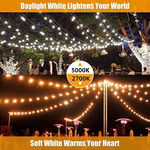 Outdoor String Lights 96FT(48×2), Commercial Grade Heavy Duty Patio Lights - color: Black-2700K, size: 96FT(48FT*2)