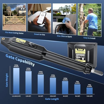 TOPENS XD551S Smart Solar Single Swing Gate Opener Medium Duty - size: 660lbs+Solar