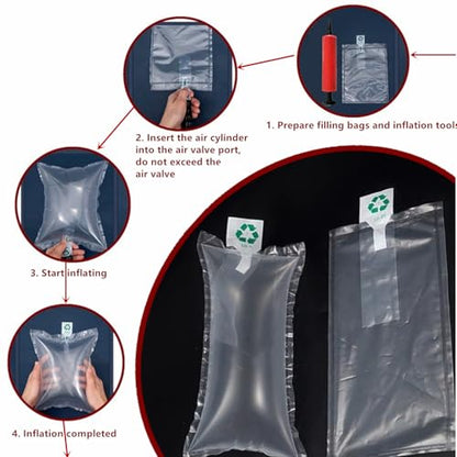 50 Pieces Packaging Air Bags, Clear Air Bubble Bag Air Cushions Buffer Bags Inflatable Air Packaging Protector Bag with Free Pump, 4x6 Inches