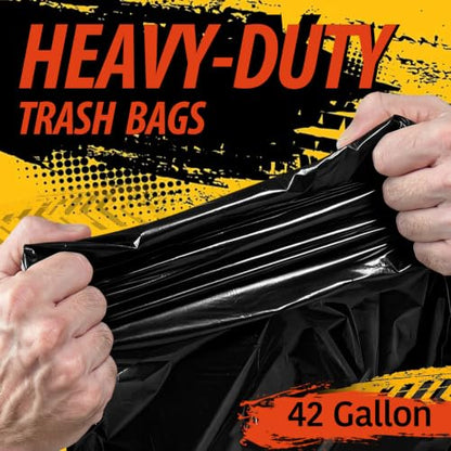 42 Gallon Large Black Trash Bags 33x48in (30 Count) - size: 30 Count (Pack of 1)