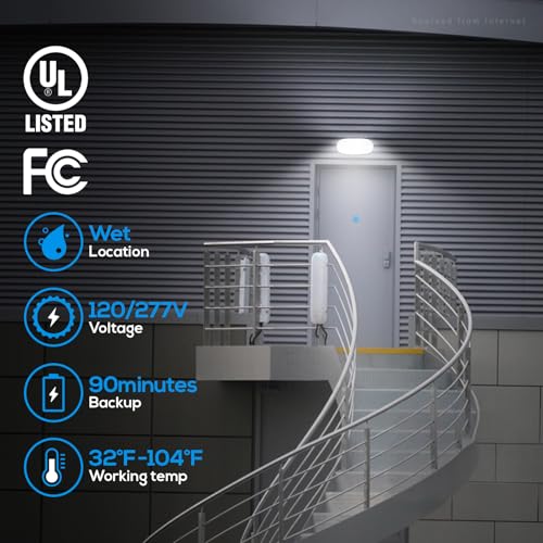 LEONLITE 4-Pack Wet Location LED Emergency Lights IP65 Waterproof White - color: White