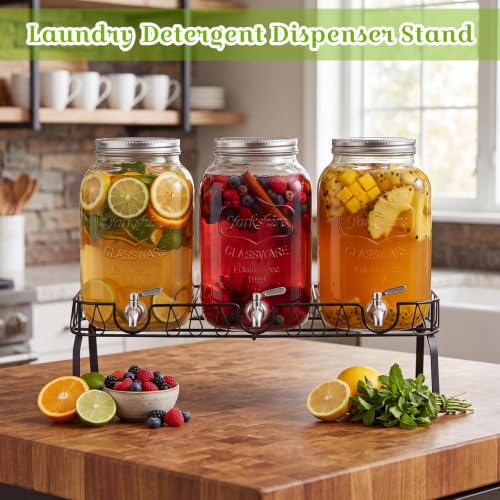 Blulu 3 Compartment Metal Drink Dispenser Stand, Black 2 Gallons Stand Only - color: Black, size: 3 Compartments, 2 Gallons