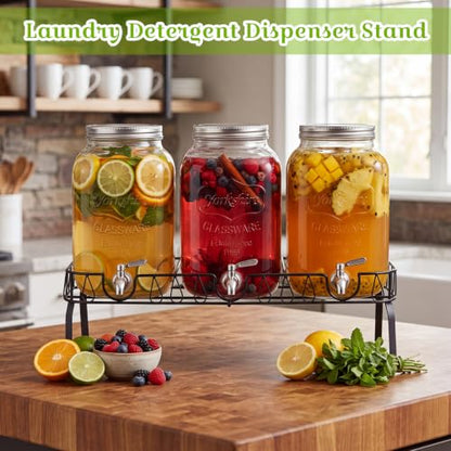 Blulu 3 Compartment Metal Drink Dispenser Stand, Black 2 Gallons Stand Only - color: Black, size: 3 Compartments, 2 Gallons