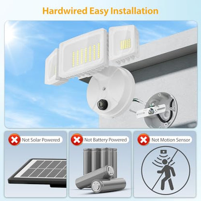 Onforu Dusk to Dawn Outdoor Lighting,60W 6000LM Flood Lights Outdoor,Security Lights Wired with Remote,IP65 Waterproof Led Outdoor Light,3 Adjustable Heads Photocell Light for Garage Patio Yard,White