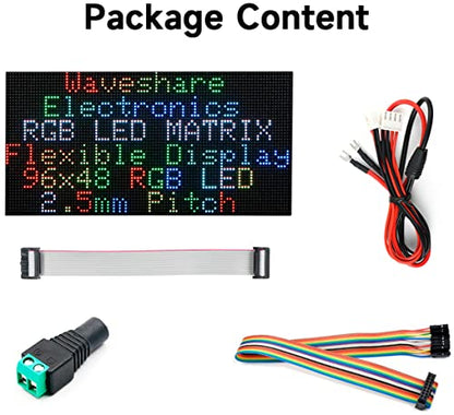 waveshare Flexible RGB Full Color LED Matrix Panel 96x48 4608 RGB LEDs, 2.5mm Pitch, Adjustable Brightness and Bendable PCB,Compatible with Raspberry Pi/Raspberry Pi Pico / ESP32 - color: 96x48-2.5MM Pitch Flexible