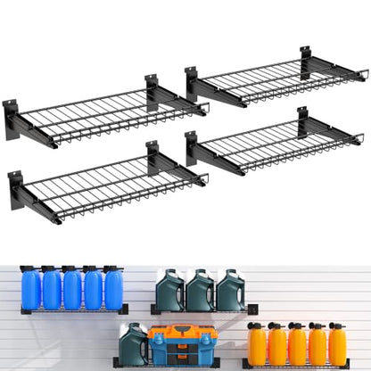 4 Pack Metal Slatwall Shelves 16X8.3 Inch, Black - color: Black, size: S4PC