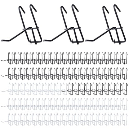 4 Inch Grid Wall Hooks, 100Pcs Heavy Duty Gridwall Panel Hooks Store Garage - color: White+Black