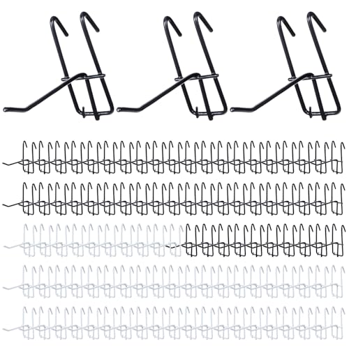 4 Inch Grid Wall Hooks, 100Pcs Heavy Duty Gridwall Panel Hooks Store Garage - color: White+Black