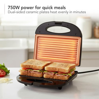 OVENTE Electric Panini Press Grill, 750W Nonstick Plates, Copper GP0110CO - color: GP0110CO