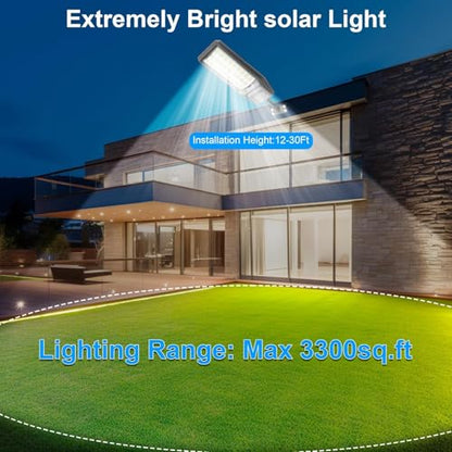 9500W Solar Street Light Outdoor Waterproof, 250000LM Large Commercial Light Solar Powered Dusk to Dawn LED Security Flood Lights with Remote/Motion Sensor, IP67 for Parking Lot/Garden/Yard - size: XXL--4Pack