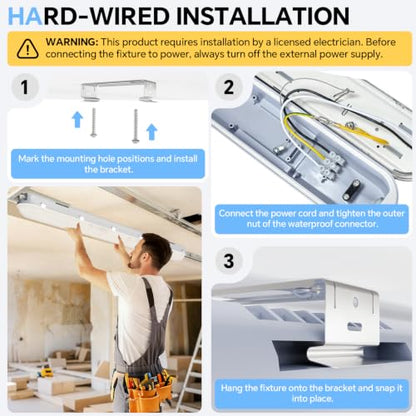 4FT LED Vapor Tight Light 60W 6600LM IP65 5000K Shop Light 1Pack ETL - size: 4FT｜1 PACK
