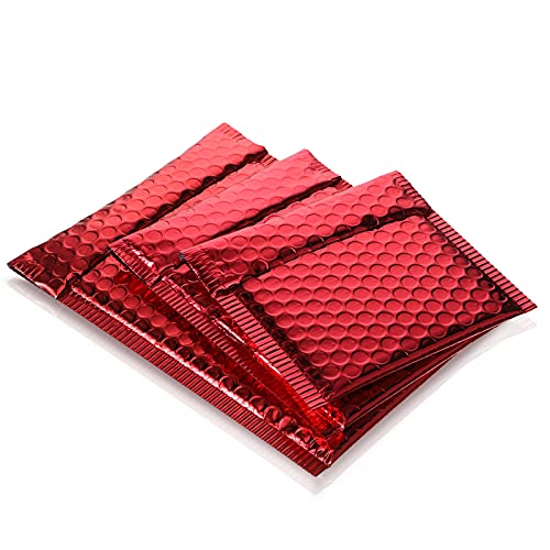 Outus 50 Pcs Bubble Mailers 3 Sizes, Bubble Shipping Envelopes, Red - color: Red