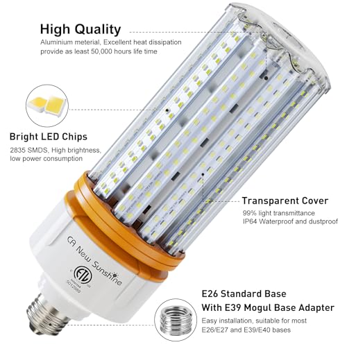 1000W Equivalent Led Corn Light Bulbs,100W Led Corn Bulb 15000 Lumen, 5000k Daylight White lamp, E26/E39 Medium Mogul Base, Large Area Lights for Outdoor Indoor Garage Warehouse High Bay Lighting