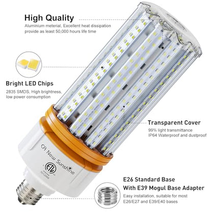 1000W Equivalent Led Corn Light Bulbs,100W Led Corn Bulb 15000 Lumen, 5000k Daylight White lamp, E26/E39 Medium Mogul Base, Large Area Lights for Outdoor Indoor Garage Warehouse High Bay Lighting