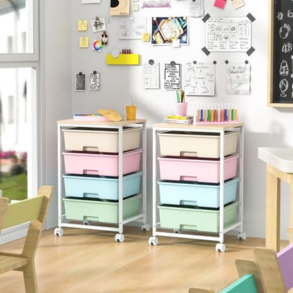 SYKIARIOL Rolling Cart with Drawers, 4-Drawer Utility Cart, Rainbow - color: Rainbow