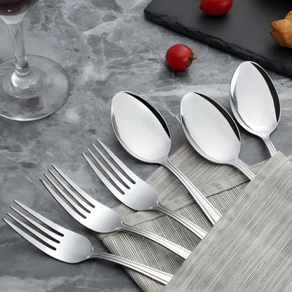 Unokit 24-Piece Forks and Spoons Set - Forks and Spoons Food Grade Stainless Steel Silverware for Home, Kitchen and Restaurant, 12-Fork and 12-Spoon, Mirror Polished&Dishwasher Safe - size: forks and spoons 24 pieces