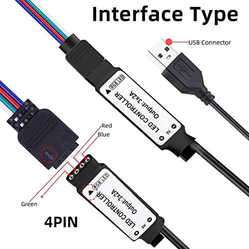 RGBZONE 5V USB RGB LED Controller, IR Wireless Remote Control - style: 4PIN-IR