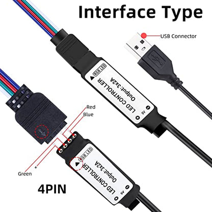 RGBZONE 5V USB RGB LED Controller, IR Wireless Remote Control - style: 4PIN-IR