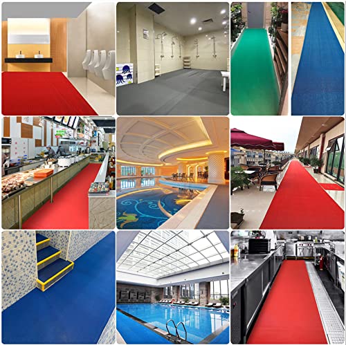 Drainage Non Slip Flooring Mats Swimming Pool Bathroom Anti-Fatigue Rubber Matting 3x10 Ft Heavy Duty Commercial Anti Slip Floor Mats for Garage Restaurant Sauna SPA,Red,0.9×3M - color: Red