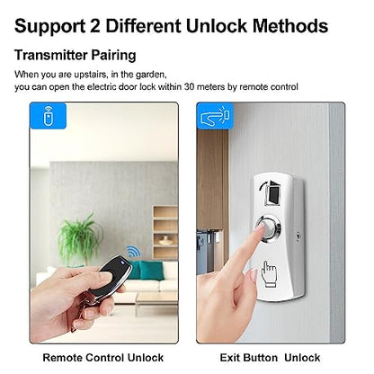 YiToo Fail-Secure Electric Strike Door Lock with 433MHz 12VDC Remote Control for Access Control System - style: With Fail-secure Strike Lock