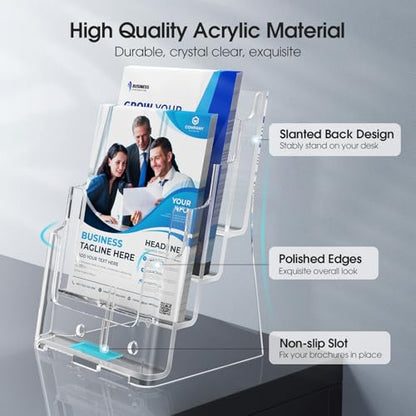 MaxGear 4 Tier Brochure Holder, 8.5 x 11, Removable Divider, 1 Pack - size: 8.5"x11"-4 Tier