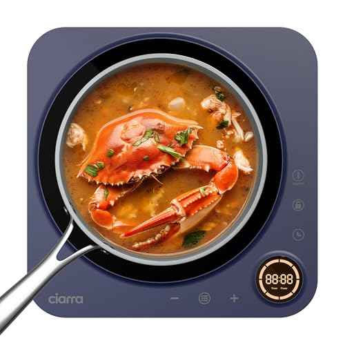 CIARRA CATIH1A-M Portable Induction Cooktop, Slim Single Electric Countertop Burner with Sensor Touch and Digital time, Blue - color: Blue