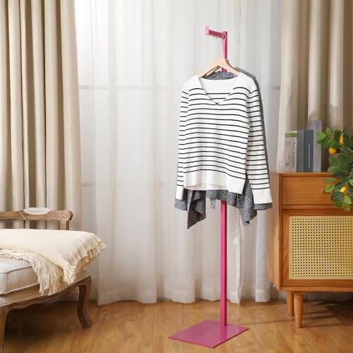 Sintuff Clothing Display Stand 48-72 Inches Adjustable Metal Rack, Pink - color: Pink