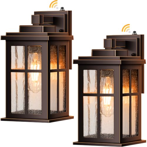VIANIS Farmhouse Dusk to Dawn Outdoor Lighting Wall Mount, ORB (Gold Trim) - color: ORB（Gold Trim）, size: 2-Pack