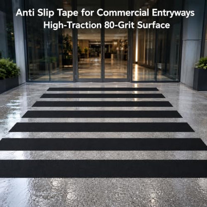 Black Anti Slip Tape, 12 in x 16 ft, 80 Grit Traction Tape - color: Black, size: 12" X 16FT