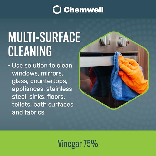 Chemwell 75% Vinegar (32 fl oz) - General Purpose All-Natural Multi-Surface Cleaner for Home, Patio & Commercial - High Performance, Powerful Concentrated Acetic Acid - Made in USA - color: 75% - 32 fl oz